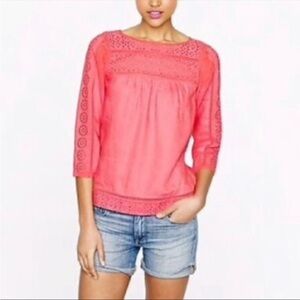 🎩 J. Crew Linen Eyelet Top